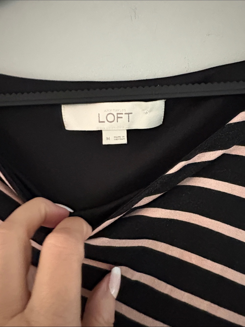 LOFT Black and Light Tan Striped Sleeveless Sheath Dress - Picture 2 of 7